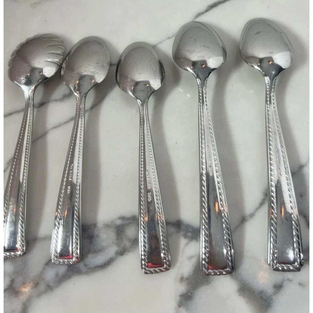 5 Spoons Oneida Stainless Flatware IVY FLOURISH 18/10 Silverware